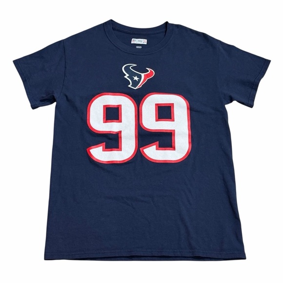 10/$25🦋 NFL Team Apparel Navy Houston Texans 99 WATT Tee - Size Small - Picture 5 of 14